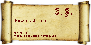 Becze Zóra névjegykártya